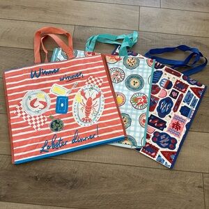 Homegoods TJMaxx Marshalls Reusable Seafood Shopper Tote Bags Set of 3 NWOT